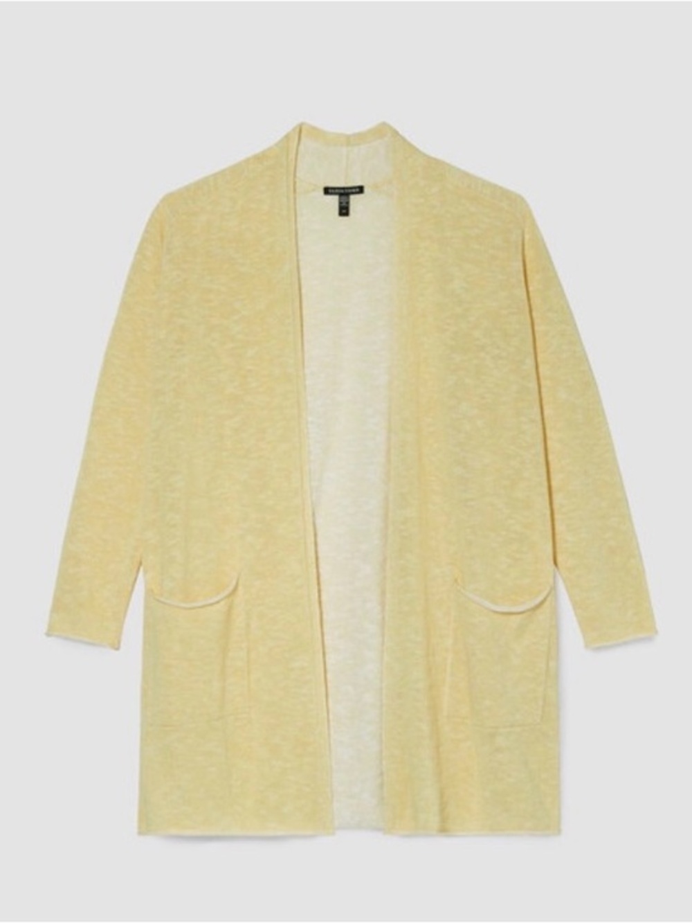 NWOT  Eileen Fisher Organic Cotton Linen Slub Cardigan in a soft yellow  size L